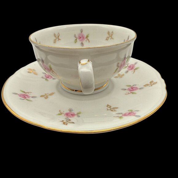 Vtg Winterling Bavaria Germany Floral Saucer & Teacup Set Pink Roses Gold Trim - Picture 5 of 11